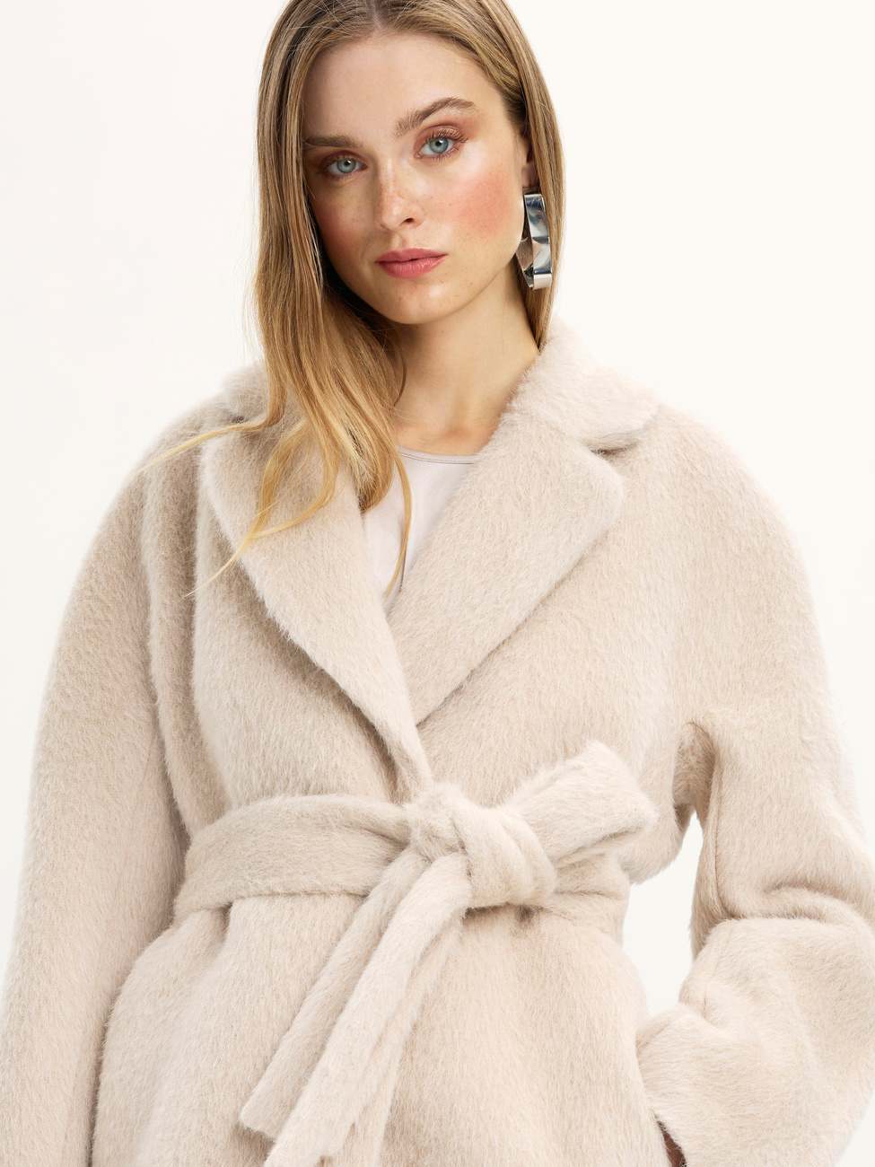 KMX Studio Alpaca belted coat